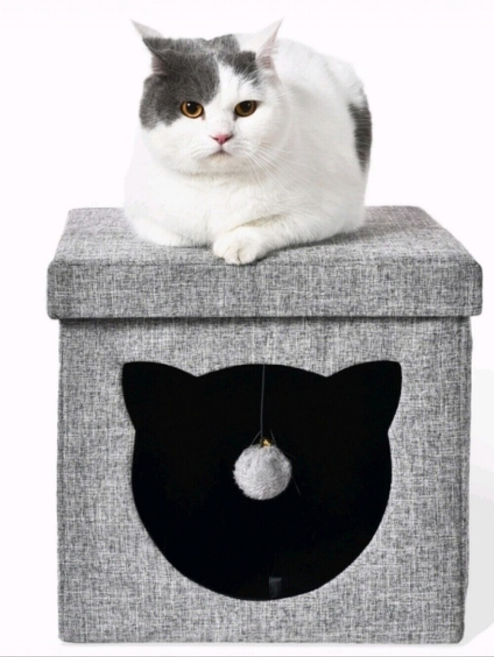 Vibrant Life Cat Cube Condo In GRAY, Satisfy your cat's desire to play and rest! - Picture 3 of 9